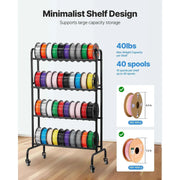 Load image into Gallery viewer, Amocart 4 Tier 3D Printer Filament Rolling Filament Spool Storage Rack with Wheels for Office Workshop 3D Printing Station
