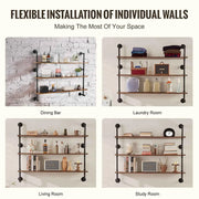 Load image into Gallery viewer, Amocart Industrial Pipe Shelf Wall-Mount Floating Rustic Wood Shelves Bracket Storage Rack Sundries Holder for Kitchen Bedroom
