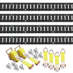 SucceBuy 4Pack 5ft E Track Tie-Down Rail Kit with D-Ring & Ratchet Straps Securing Accessories for Cargo Motorcycles Bikes