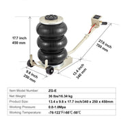 Load image into Gallery viewer, SucceBuy Pneumatic Jack 3 Ton/5 Ton Triple Bag Air Jack Quick Lift Heavy Duty Car Repair Jacks Folding Rod Jacks with Two Wheels
