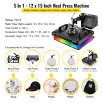 Amocart 5 6 8 in 1 Heat Press Machine T shirt Heat Transfer Printer Muntifunctional Sublimation For Mug/Latte Mug/Plate/Bottle