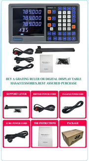 Charger l'image dans la visionneuse de galerie, NT800 Affichage 2/3 axes LCD DRO Lecture numérique TTL CA110V/220V pour fraiseuse aléseuse MMT Codeur à échelle linéaire 9 langues
