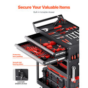 Bild in Galerie-Viewer laden, SucceBuy 5-Tier Tool Chest 2-Drawer Rolling Tool Work Cart with Locking &amp; Pegboard Tools Storage Organizer for Garage Warehouse
