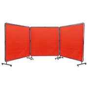 Load image into Gallery viewer, SucceBuy Welding Screen with Frame 6' x 6' 3 Flame-Resistant Vinyl Welding Protectionon 12 Swivel Wheels for Workshop Red/Green - AMOCART
