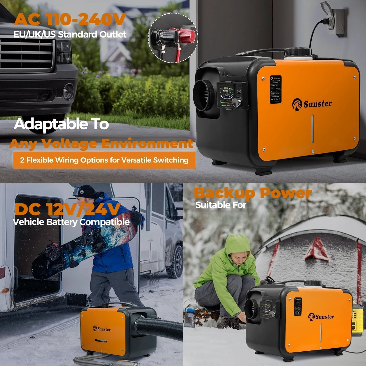 8KW 12V&24V&110-240V Diesel Air Heater With Bluetooth App,LCD Switch,24Hours Timing For Car Trailer Truck Diesel Parking Heater Amocart