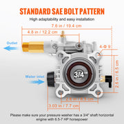 Load image into Gallery viewer, SucceBuy Pressure Washer Pump 3/4" Shaft Horizontal 3400 PSI 2.5 GPM Replacement Washer Pumps Kit Compatible with Honda RYOBI
