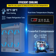 Load image into Gallery viewer, SucceBuy Triple Swing Door Commercial Refrigerator Display Fridge Upright Beverage Cooler Glass Door with LED Light - AMOCART
