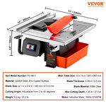 SucceBuy Wet Tile Saw 7-inch 65Mn Steel Blade 3500 RPM Induction Motor Cutter Wet Saw with Water Reservoir 0-45 Degrees Angle