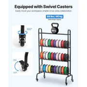 Bild in Galerie-Viewer laden, SucceBuy 4 Tier 3D Printer Filament Rolling Filament Spool Storage Rack with Wheels for Office Workshop 3D Printing Station
