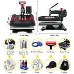 Amocart 5/8in1 15x15"/12x15"Dual-tube Heating Insulation Cotton Heat Press Sublimation Machine 360°Swing Design for Tshirts Etc
