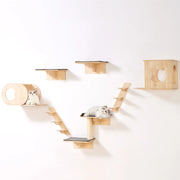 Load image into Gallery viewer, SucceBuy Wall Mounted Cat Shelves Cat Wall Shelves and Perches with Jumping Boards Hammocks &amp; Cat Tree Cat Furniture and Shelves
