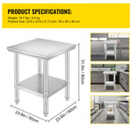 Amocart Stainless Steel Table for Prep & Work Metal Commercial Kitchen Heavy Duty Table with Adjustable Under Shelf and Foot