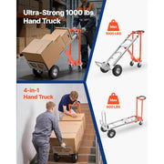 Load image into Gallery viewer, SucceBuy 1000 lbs 4 in 1 Hand Truck Convertible Dolly with Non-Slip Handle Aluminum Alloy Portable Trolley for Moving Home
