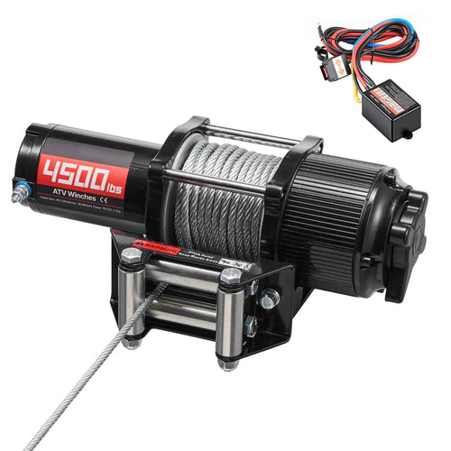 Amocart 4500LBS Electric Winch 12V ATV/UTV Winch with 39ft Steel Wire Rope Wireless & Wired Remote Control for Towing Off-Road