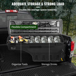 Amocart Truck Bed Storage Box Passenger Side Lockable Lid Waterproof ABS Wheel Well with Password Padlock Tool Box for Trucks