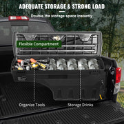 Charger l'image dans la visionneuse de galerie, SucceBuy Truck Bed Storage Box Passenger Side Lockable Lid Waterproof ABS Wheel Well with Password Padlock Tool Box for Trucks
