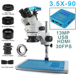 4K 2K 48MP HDMI USB VGA Microscope Camera 7X-45X Simul-Focal Stereo Trinocular Zoom Microscope Set With Auxiliary Objective Lens