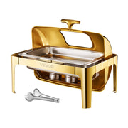 Bild in Galerie-Viewer laden, Amocart 9Qt Roll Top Chafing Dish Buffet Stainless Steel Chafer with Full Size Pan Visible Lid Rectangle Catering Warmer Server
