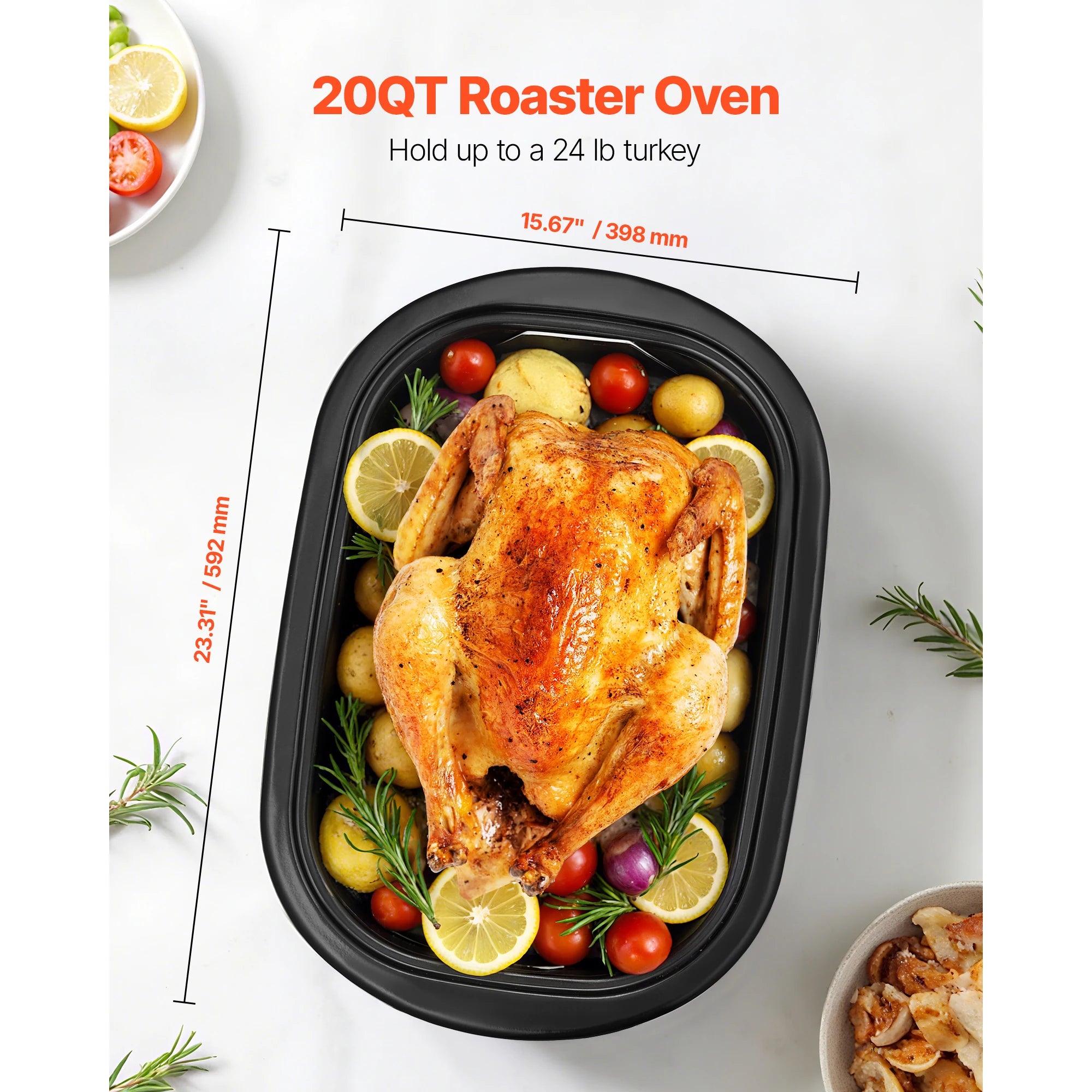 SucceBuy Roaster Oven Electric Roasting Pan Adjustable Temperature Fast-Cooking Turkey Roaster Defrost & Warm Function for Home