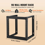 SucceBuy 9U Wall Mount Rack 150lbs Max Load Capacity Open Frame Server Network Rack with Cage Nuts Screw for Server IT Equipment