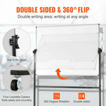 Amocart Rolling Magnetic Whiteboard Double-Sided Mobile Whiteboard 360° Reversible Adjustable Height Dry Erase Board for School