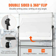 Charger l'image dans la visionneuse de galerie, SucceBuy Rolling Magnetic Whiteboard Double-Sided Mobile Whiteboard 360° Reversible Adjustable Height Dry Erase Board for School
