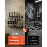 Load image into Gallery viewer, Amocart Indoor Gun Rack Steel Wall Mount Rifle and Shotgun Rack 8 Slots for Long Guns with Screws for Home Hunting Cabin Wall
