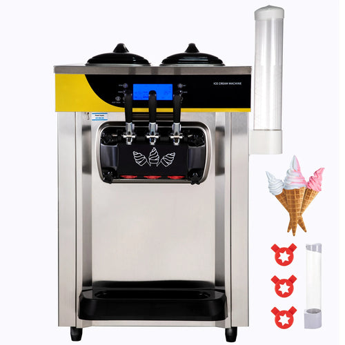 Amocart 22-30 L/H Soft Ice Cream Machines Commercial Tricolor Desktop Sweet Cone Freezing Equipment Vending Machine