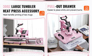 Charger l'image dans la visionneuse de galerie, Amocart Heat Press Machine 12x15inch  8in 1 Heat Transfer Machine 360° Swing Away T-Shirt for T-Shirts/Mugs/Hats/Plates Pink
