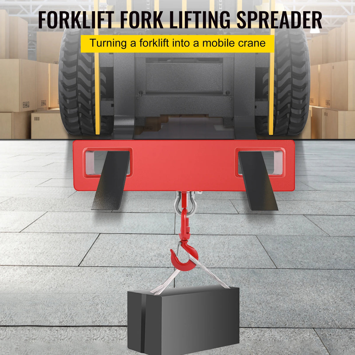 SucceBuy Forklift Lifting Hoist Swivel Hook Mobile Crane 4400 lbs 2 Ton Lift Mobile Crane Attachments for Garage Workshop