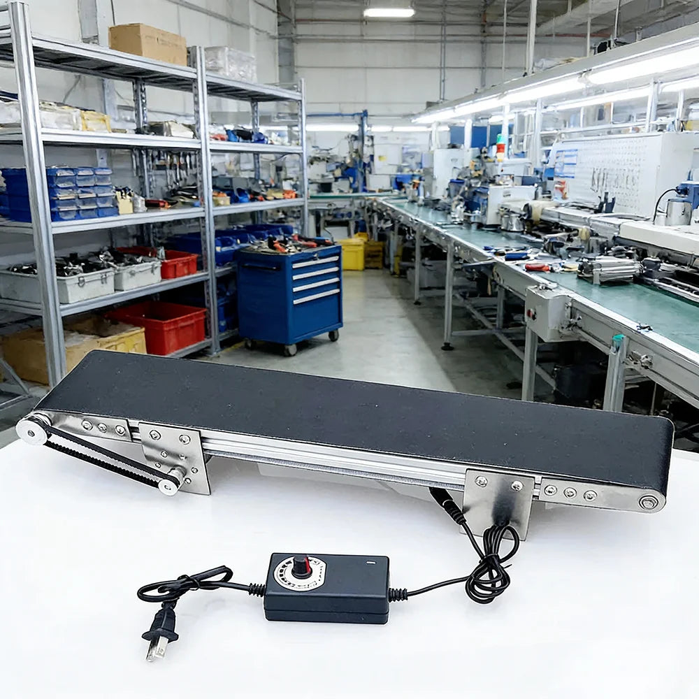 Small Desktop Conveyor Belt 12x50cm Mini Conveyor Cargo Lane Electric Production Line Conveyor Belt Teaching Equipment