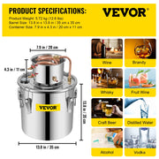 Charger l'image dans la visionneuse de galerie, Amocart 3 5 8 Gal Distiller Moonshine Alcohol Brew Water Wine Essential Oil Brewing Kit Stainless Copper with Pump for Home DIY
