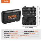 Amocart Drive Impact Socket Set Deep Shallow Socket Set CR-V Alloy Steel Auto Repair Easy-to-Read Size Markings Storage Case