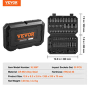 Load image into Gallery viewer, Amocart Drive Impact Socket Set Deep&amp;Shallow Socket Set CR-V Alloy Steel for Auto Repair Easy-to-Read Size Marking Storage Case
