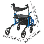 Bild in Galerie-Viewer laden, Amocart 2 in 1 Rollator Walker &amp; Transport Chair for Seniors Folding Rolling Walker Wheelchair Combo &amp; Aluminum Mobility Walker
