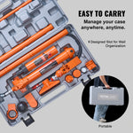 SucceBuy 10/12T Porta Power Kit Portable Hydraulic Jack with Oil Hose Auto Body Frame Repair Kit with StorageCase for Car Repair