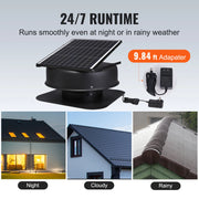 Load image into Gallery viewer, Amocart Solar Attic Fan 40W 1230 CFM Large Air Flow Solar Roof Vent Low Noise and Weatherproof with Smart Adapter for Home
