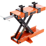 SucceBuy Motorcycle Lift 500kg Motorcycle Scissor Lift  with Saddle &Safety Pin Steel Motorcycle Jack Hoist Stand for Motorbike