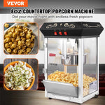 Amocart Popcorn Popper Maker Machine 8 Oz Kettle Makes 48 Cups per Batch Countertop Includes 4 Scoops Movie Theater Style