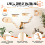 Load image into Gallery viewer, SucceBuy Wall Mounted Cat Shelves Cat Wall Shelves and Perches with Jumping Boards Hammocks &amp; Cat Tree Cat Furniture and Shelves
