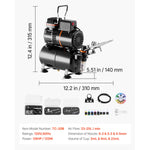 SucceBuy Airbrush Kit, Air Brush Kit with Air Compressor 3 Dual-Action Professional Airbrushes with 3 Tips for Cake Decorating