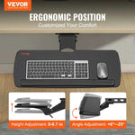 Amocart Keyboard Tray under Desk Adjustable Height & Angle Keyboard Tray Slide out & Holder for Typing in Home and Office Work