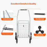 Amocart 88lbs Folding Shopping Cart Light-weight Storage Stair Climbing Utility Cart with Wheels Outdoor Travel Picnic Handcart
