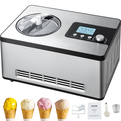Amocart Automatic Ice Cream Maker with Built-in Compressor 2 Quart No Pre-freezing Fruit Yogurt Machine Electric Sorbet Maker