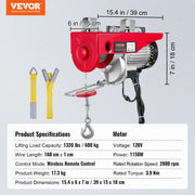 Load image into Gallery viewer, Amocart 1320-2200 lbs Wireless Electric Hoist with 40ft Single Cable Lifting Height Steel Wire Winch Garage Warehouse Factory
