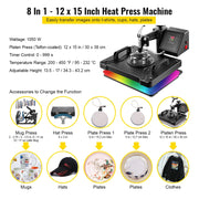 Load image into Gallery viewer, Amocart 5 6 8 in 1 Heat Press Machine T shirt Heat Transfer Printer Muntifunctional Sublimation For Mug/Latte Mug/Plate/Bottle
