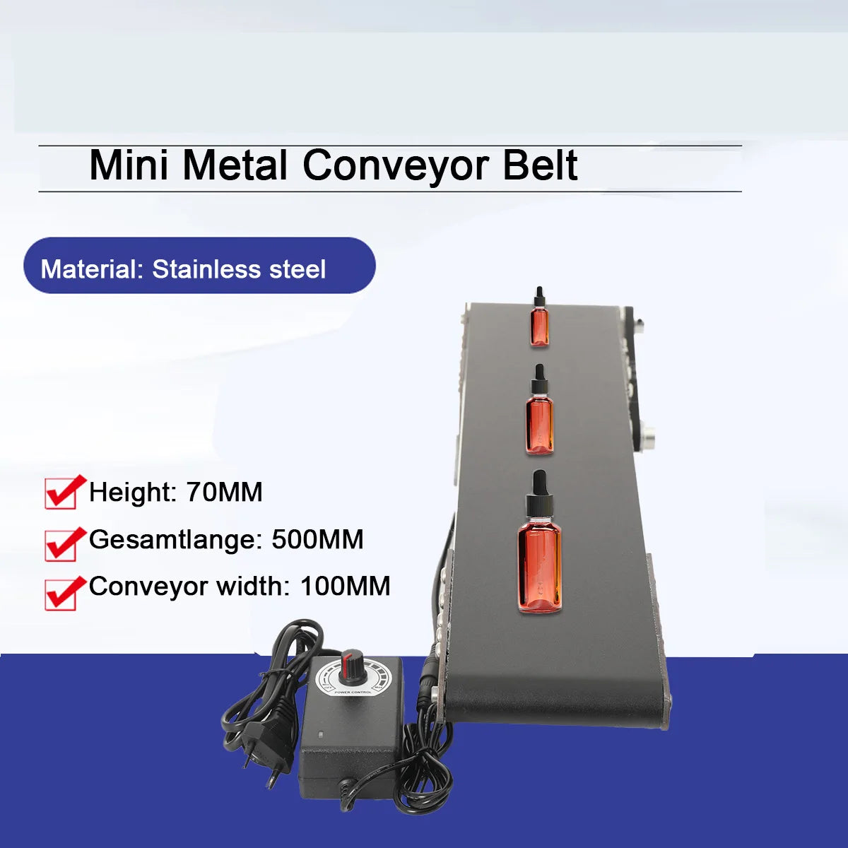 Mini Metal Desktop Conveyor Belt AC 100-240V DC 12V Electric Production Line Cargo Lane Friction Experiment Teaching Equipment
