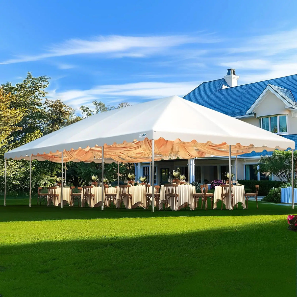 20x40 Party Tent Heavy Duty West Coast Frame Tent Outdoor White Commercial Gazebo Rental Wedding Canopy (No Sides), Customized Amocart