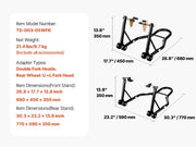 Load image into Gallery viewer, Amocart Motorcycle Stand Lift 850lbs Front Rear Combo Stand Lift Front Wheel Dual-Fork Stand Rear U+L Fork Swingarm Spool Stand
