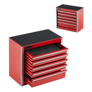 Load image into Gallery viewer, SucceBuy 5-Drawer 8.6in Metal Tool Box Red/Black Portable Small Tool Chest with PP Feet Pads for Garage Workshop Tools Storage
